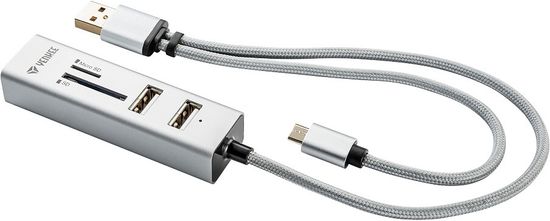 Yenkee YHC 102SR USB/OTG čvorište + čitač, srebrni (45012402)