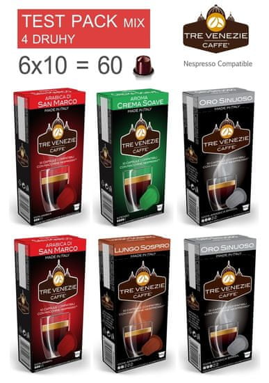 Tre Venezie set miješanih kapsula za Nespresso aparat za kavu, 6x10 komada