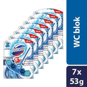 Domestos wc osvježivač Power 5+ Blue Water Ocean 7x53g