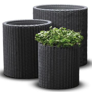 KETER komplet lonaca za cvijeće različitih veličina S + M + L CYLINDER, antracitna