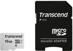 Transcend memorijska kartica microSDHC 16GB 300 S, 95/45 MB/s, C10, UHS-I Speed Class 3 (U3), adapter