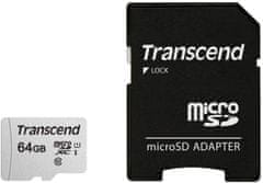 Transcend memorijska kartica microSDXC 64GB 300S, 95/45 MB/s, C10, UHS-I Speed Class 3 (U3), adapter