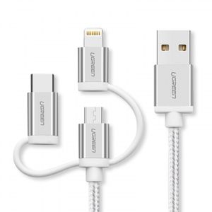 USB 2.0 na Micro USB+Lightning+Type C (3 u 1) podatkovni kabel pleteni, 1,5m