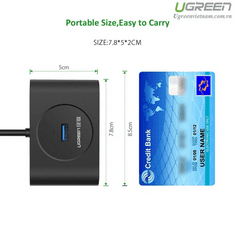 Ugreen hub USB 3.0, 4 Ports, 50cm, crni