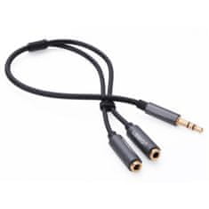 Ugreen audio kabel adapter 3,5 mm M na 2x Ž, crni