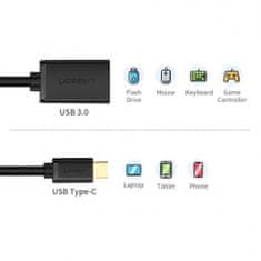 Ugreen kabel adapter USB-C M na USB 3.0 Ž OTG, crni