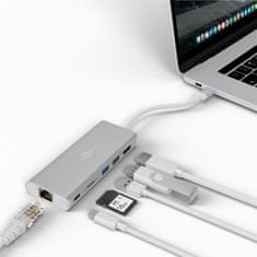 Goobay Sučelje USB-C (HDMI 4k 30 Hz, USB, CR, RJ45, PD), aluminij