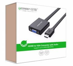 Ugreen konverter HDMI na VGA + 3.5mm Audio + MicroUSB, crni