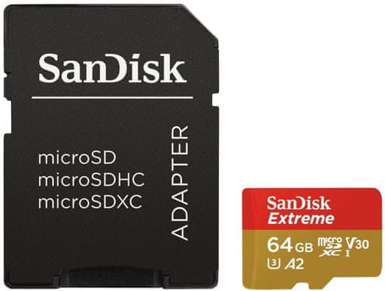 SanDisk memorijska kartica Micro SDXC Extreme + adapter SD, 64GB