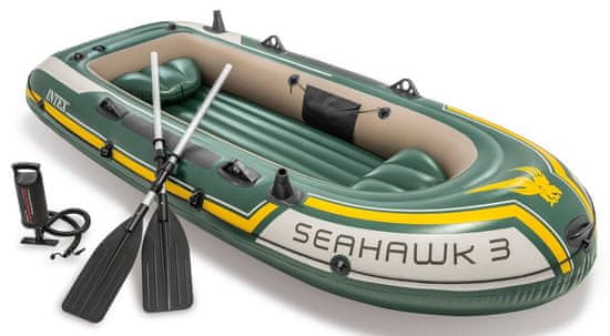 Intex čamac Seahawk s ručnom pumpom i aluminijskim veslima, 3 osobe
