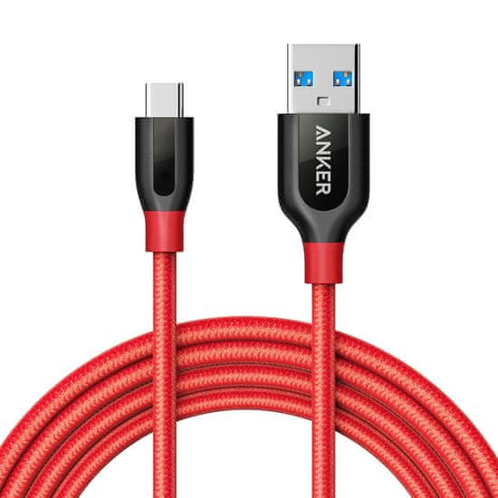 Anker kabel Powerline+ USB-C u USB-A 3.0, 1,8 m, crveni