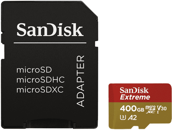 SanDisk memorijska kartica + adapter 400GB, Extreme microSD