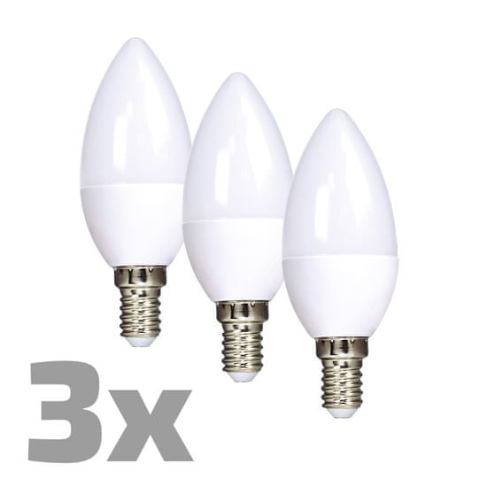 Solight LED žarulja 3-pack, svijeća, 6 W, E14, 3000 K, 450 lm