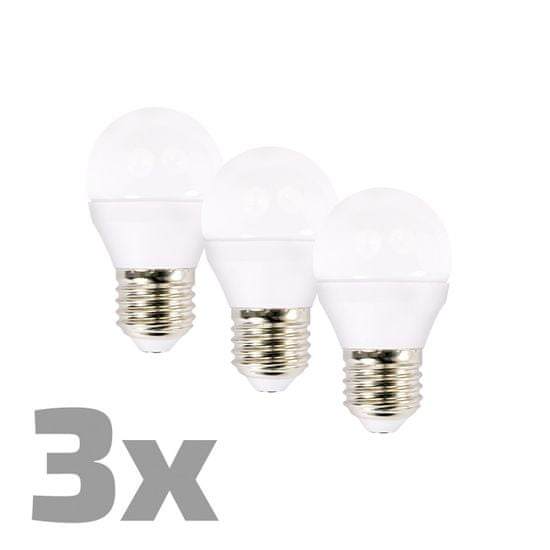 Solight LED žarulja 3-pack, miniglobe, 6W, E27, 3000K, 450lm