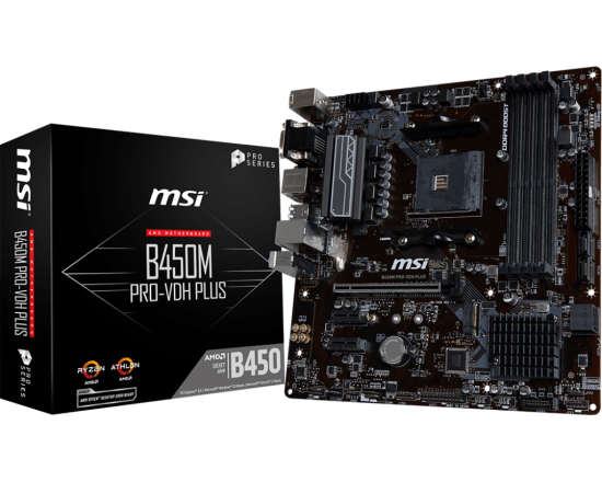 MSI matična ploča B450M PRO-VDH PLUS, DDR4, SATA3, USB 3.1 Gen1, AM4, mATX