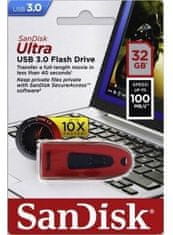 SanDisk USB ključ Ultra USB 3.0, 32 GB, crveni
