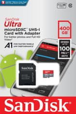SanDisk memorijska kartica Micro SDXC s adapterom ULTRA MOBILE, 400 GB, UHS-I, A1 (SDSQUAR-400G-GN6MA)