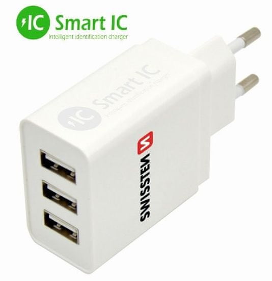 SWISSTEN punjač SMART IC 3× USB 3,1 A Power 22013303, bijeli