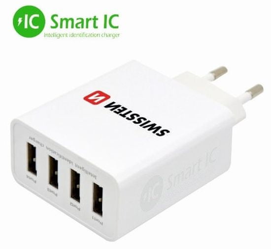 SWISSTEN punjač SMART IC 4× USB 5 A Power 22013320, bijeli
