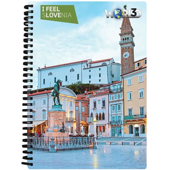 World 3D I Feel Slovenia notebook A5 80L - Piran, spirala, crtana