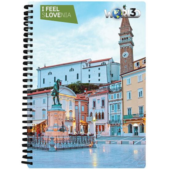 World 3D I Feel Slovenia notebook A5 80L - Piran, spirala, crtana