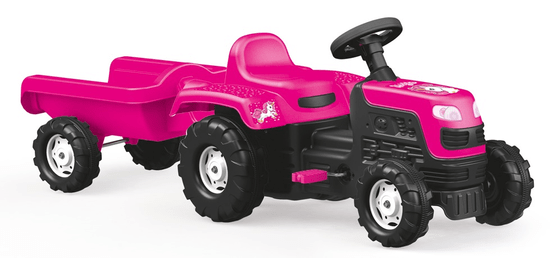 DOLU Ranchero traktor s prikolicom na pedale, roza