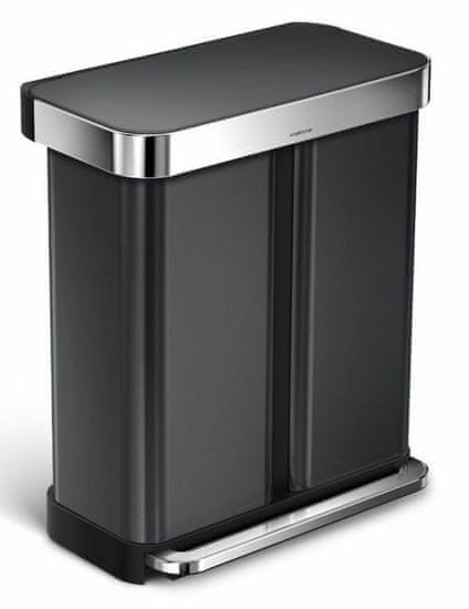 Simplehuman kanta za smeće, razvrstani otpad, 58 l (24 + 34 l), crni čelik