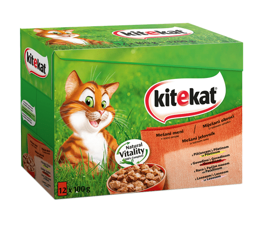 Kitekat mokra hrana za mačke, miješano, 12 x 100 g