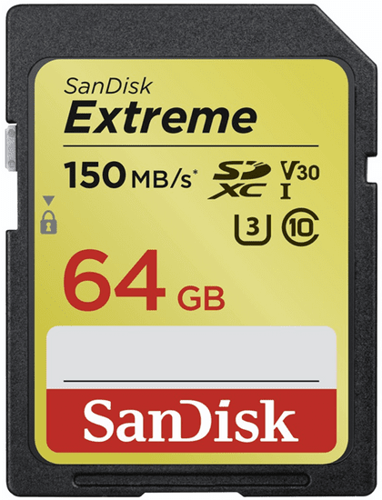 SanDisk memorijska kartica SDXC Extreme, 64GB, 150/60MB/s, UHS-I Speed Class 3 (U3), V30E