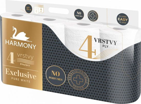 Harmony toaletni papir EXCLUSIVE PURE WHITE 7x8 rola, 4 sloja