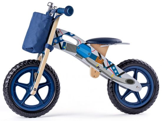 Woody bicikl s uzorkom motora, plavi