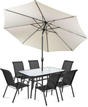 Fieldmann komplet vrtnog namještaja Ella 6 sa suncobranom, bež