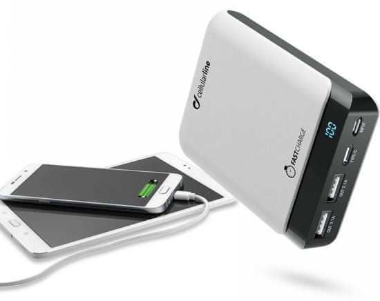 CellularLine prijenosna baterija PowerUp 10.000, USB-C, bijela