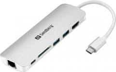 Sandberg Sandberg USB-C HDMI + LAN + SD + USB, 61W