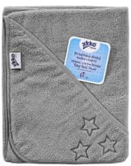 XKKO Organic, BIO pamučni ručnik s kapuljačom, 90x90 cm, Silver Stars, siva