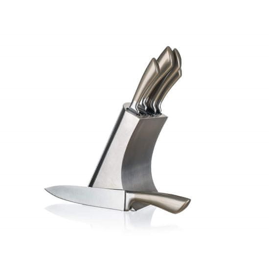 Banquet Metallic komplet noževa Platinum, 5 komada i postolje od nehrđajućeg čelika