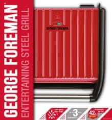 George Foreman 25030-56 Steel Compact Grill Red kontaktni roštilj, crveni