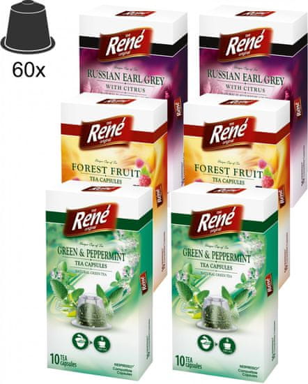 René set mješovitih kapsula čaja za aparat za kavu Nespresso 10 komada, 6 paketa
