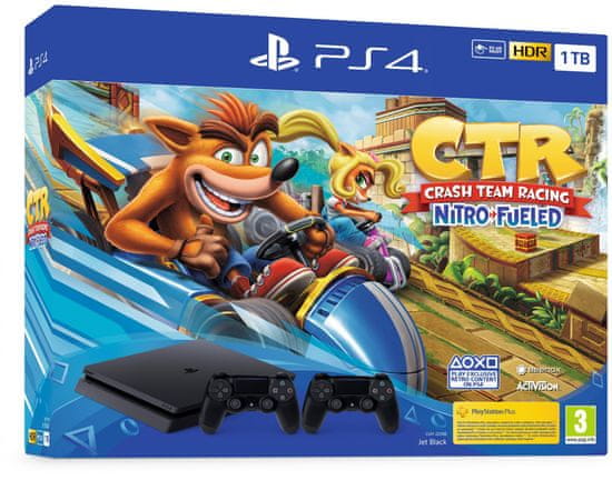 Sony Playstation 4 Slim - 1TB + igra Crash Team Racing + 2 kontrolera