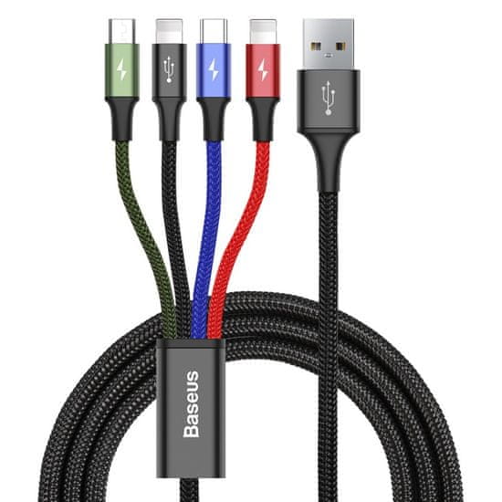 BASEUS Fast 4u1 kabel za punjenje Lightning (2×), Type-C, Micro USB 3,5 A, CA1T4-A01, 1,2 m, crni