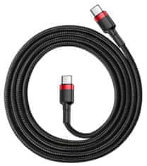 BASEUS Cafule podatkovni kabel Type-C PD 2.0/QC 3.0/60 W/20 V/3 A, 1 m, crveni/crni, CATKLF-G91