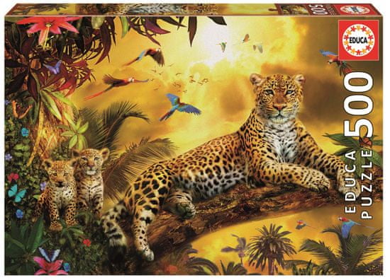 EDUCA Slagalica leopard s mladuncima, 500 komada