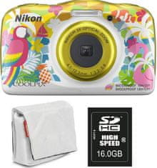 Nikon Coolpix W150, digitalni fotoaparat + SD16GB + torbica žuta/bijela