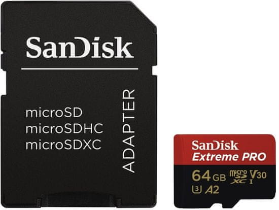 SanDisk memorijska kartica micro SDXC Extreme Pro 64 GB + adapter