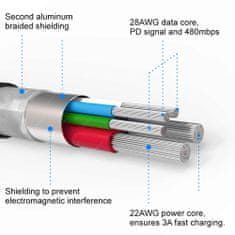 SWISSTEN podatkovni kabel Textile USB-C / Lightning 1,2 M, crveni 71525206