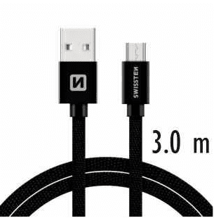 SWISSTEN podatkovni kabel USB/micro USB 3,0 M, crni 71527300