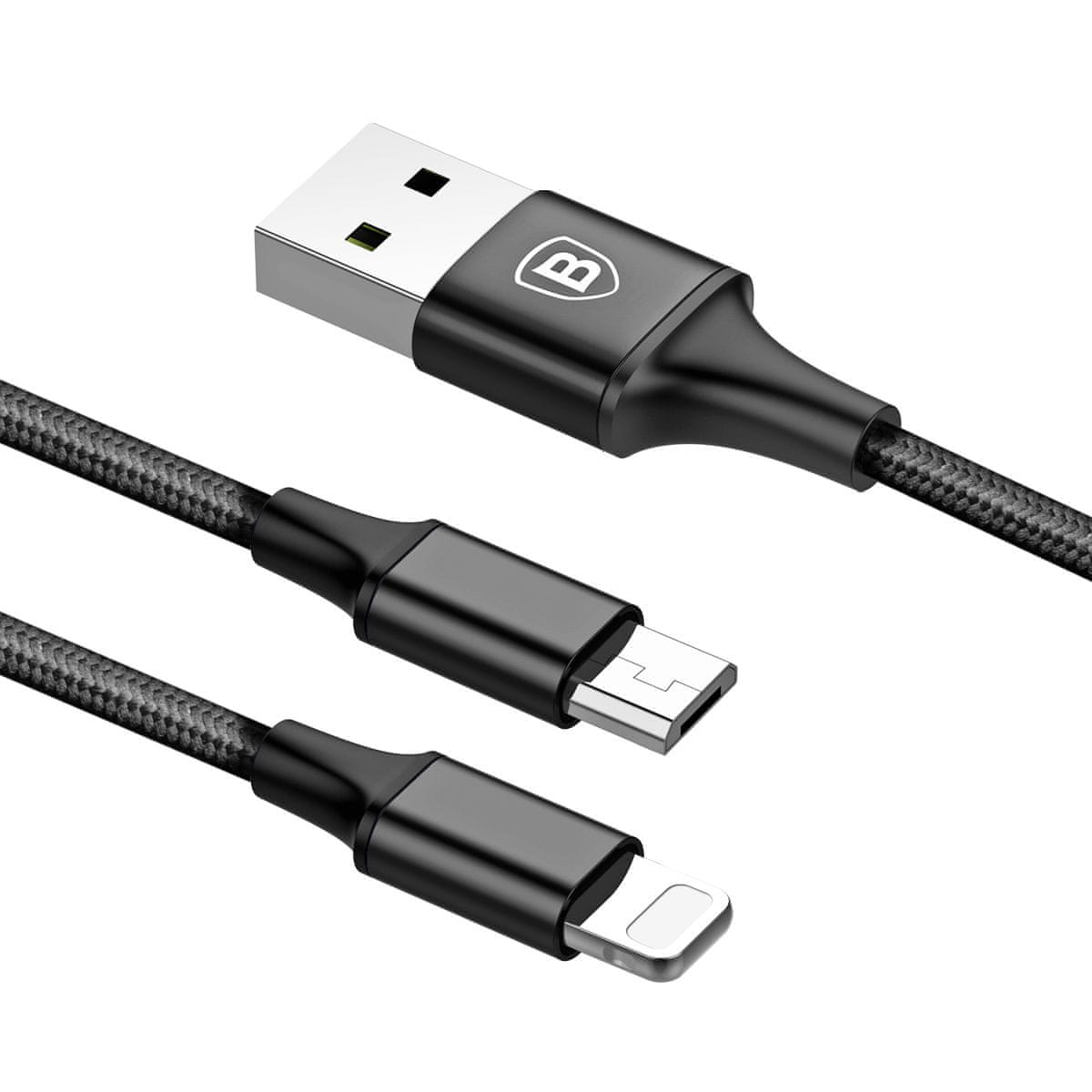 Baseus Rapid 2u1 kabel za napajanje za mikro USB, Lightning 3A/1,2m, crni CAMLT-SU01