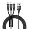 BASEUS Rapid 3u1 kabel za napajanje za Micro USB, Lightning, Type-C 3A / 1,2m, crni CAMLT-SU01