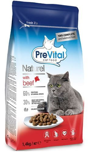 PreVital Naturel briketi za odrasle mačke, s govedinom, 4 x 1,4 kg