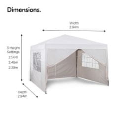 VonHaus paviljon Pop Up Gazebo Ivory s utezima